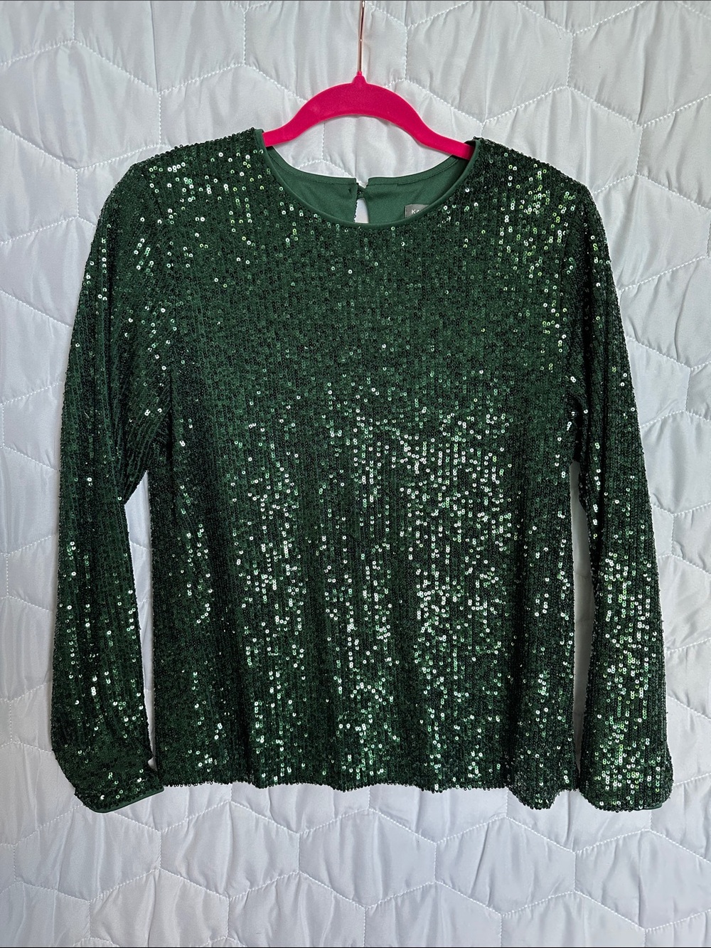 Emerald Green Sequin Long-Sleeve Women's Top